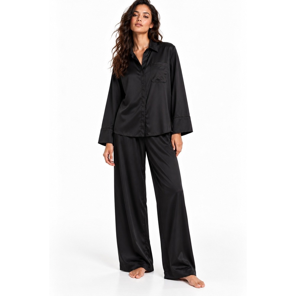 H&M Home Black Tencel Lyocell Pajama Set Shirt and Pants Small NWT